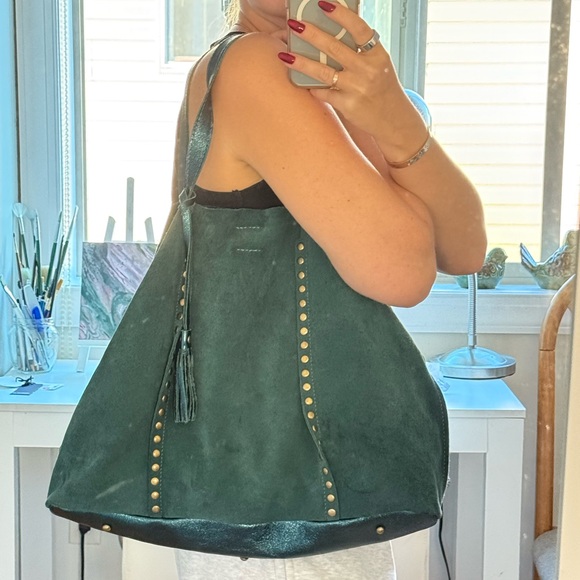 Emerald Green Suede Tote Bag - Picture 11 of 11